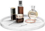 Rond dienblad, hars marmer dienblad badkamer decoratief dienblad make-up cosmetica organizer, opbergbak voor woonkamer bureau keuken badkamer, wit marmer
