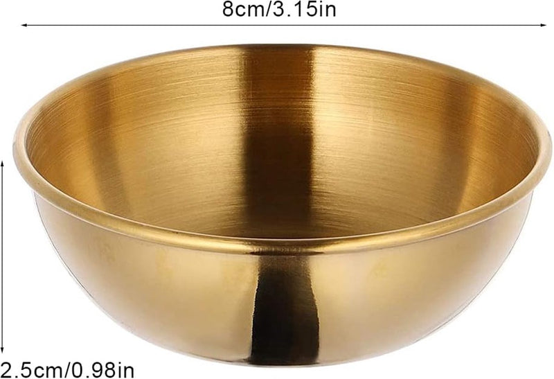 Set van 4 gouden sauskommen, roestvrijstalen minidipkommen, ronde dompelkommen, roestvrijstalen kleine serveerschalen, ronde serveerschalen, roestvrijstalen sauskom, sojasaus, ketchup, kruiden,