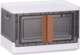 Opvouwbare kunststof opbergdoos, opbergdoos met deksel en wielen, dubbele opening, stapelbare opbergdoos, transparant, voor kantoor, kinderkamer, keuken en woonkamer
