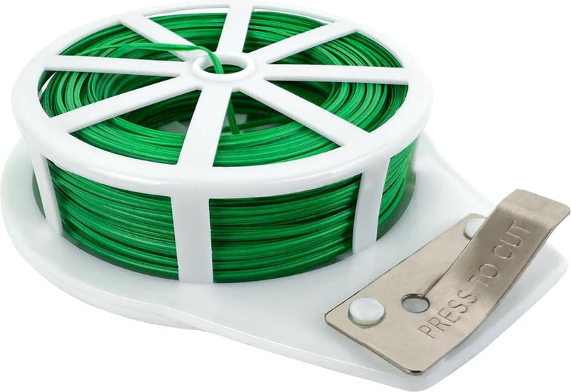 Tuindraad, 200 m, binddraad, plantendraad met afsnijapparaat, bloemdraad, groen, voor planten, binddraad, met kunststof ommantelde draad, groen, voor plantensteun