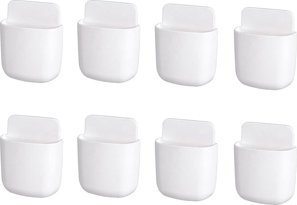 8 stuks afstandsbedieningshouders, organizer, telefoonhouder, wandorganizer, tv-airconditioning, wandhouder, Damage-vrije opbergdoos, mini-opbergdoos voor thuis en op kantoor, wit
