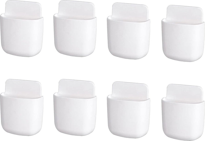 8 stuks afstandsbedieningshouders, organizer, telefoonhouder, wandorganizer, tv-airconditioning, wandhouder, Damage-vrije opbergdoos, mini-opbergdoos voor thuis en op kantoor, wit