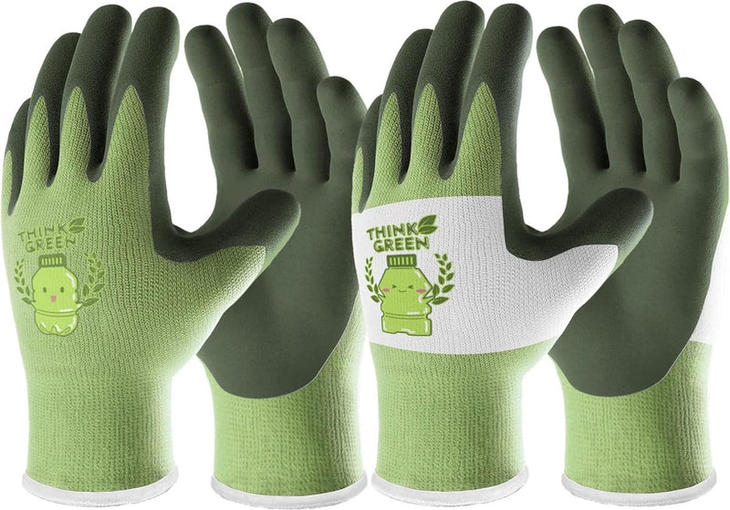 2 paar tuinhandschoenen voor kinderen van 2-4 jaar, kinderwerkhandschoenen van gerecycled polyester, met rubberen coating (2 paar XXS)