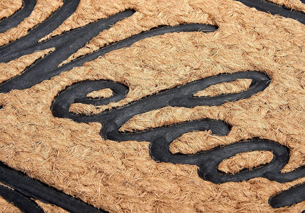 Voetmat, kokos en rubber, 45 x 75 cm, antislip vuilvangmat, natuur, voor binnen en buiten, deurmat Welcome kokosvezel, weerbestendig, kokosmat voor entree en buiten