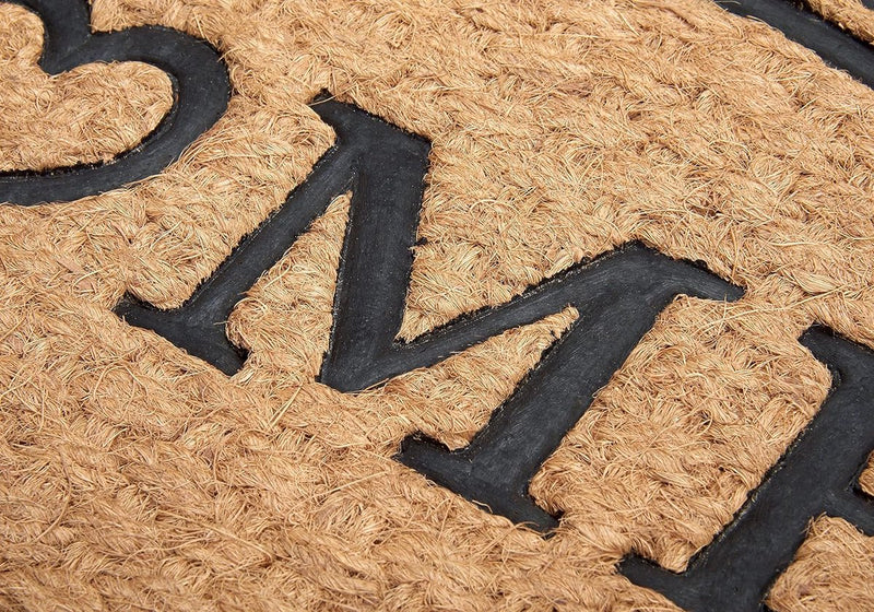 Deurmat, kokos en rubber, 45 x 75 cm, antislip vuilvangmat, natuur voor binnen en buiten, huismat, hart, kokosvezel, weerbestendig, kokosmat voor entree en buiten