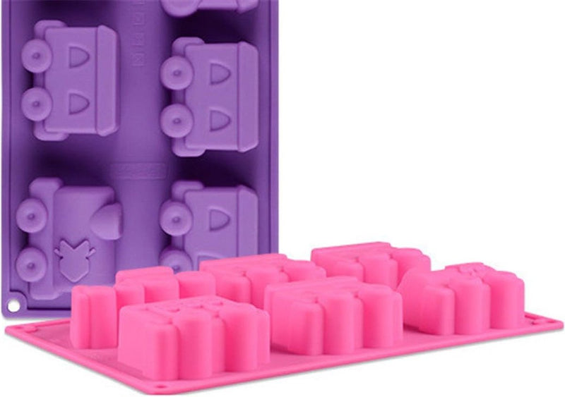 Set van 2 premium siliconen bakvormen/muffinvormen voor muffins, cupcakes, cakes, puddingen, ijsblokjes en gelei - treinauto-bakvorm voor indrukwekkende creaties, hoogwaardige siliconen cakevorm