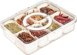 Snackschaal, serveerschaal, snackbord met 8 vakken, snackschaal met deksel, plastic snackbord, fruitbord met deksel, snackopbergdoos voor noten, desserts