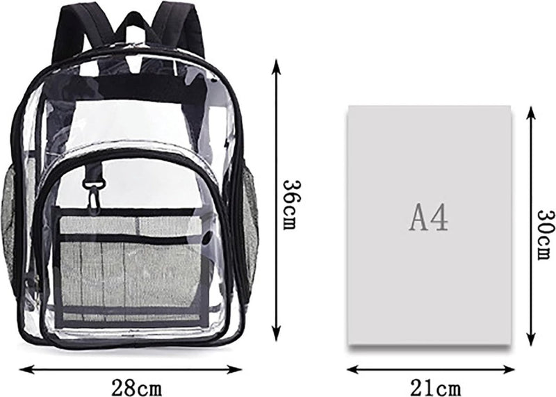 Transparante pvc-schoolrugzak, transparante rugzak, transparante boekentas voor werk en reizen, ideaal voor dagelijks gebruik, school en reizen