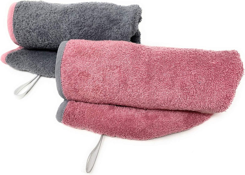 2 stuks badstof tulband haartulband met rubber voor kinderen van 100% katoen, absorberend, stabiele grip, 2 x oudroze