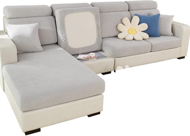 Zitbank, kussenhoes, stretch bankhoes, universele elastische bankzithoes, antislip bankhoes beschermhoes voor bankkussen L-vormige chaise lounge meubelbescherming