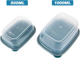 Voedselcontainers, opbergset (1000ML per doos), BPA-vrij, rechthoekig, kunststof, voedselcontainers met deksel, stapelbaar, voor school, werk, reizen en maaltijden, 10 stuks
