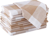 Set van 12 stoffen servetten, getest beige, milieuvriendelijk gerecycled katoen, afmetingen 43 x 43 cm, servetten voor de eettafeldecoratie, wasbaar en herbruikbaar