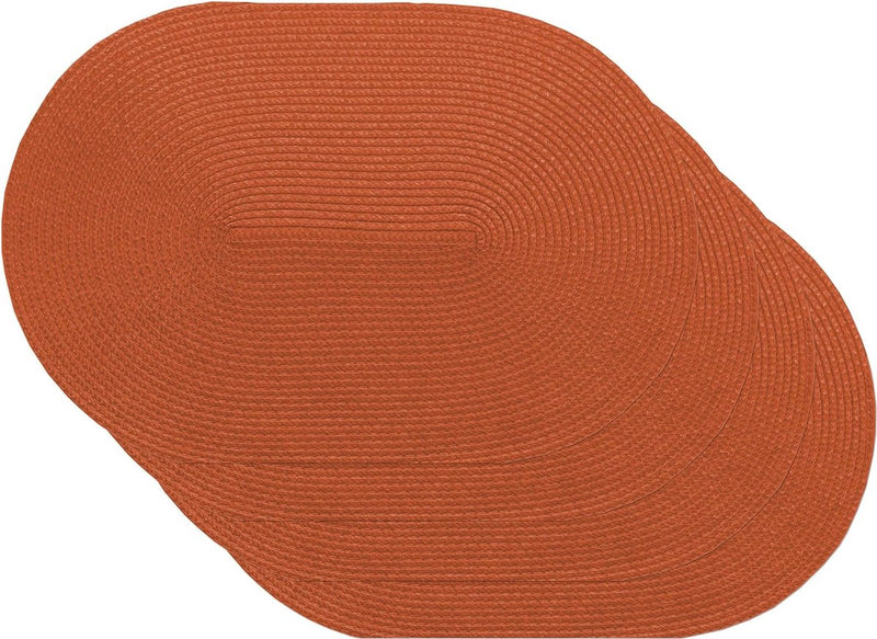 Placemat Brick Oval, placemat voor eetkamer, eettafelmatten, schotelonderzetters, placemats, geweven, geschikt voor levensmiddelen, oranje, 45 x 30 cm, 4 stuks,