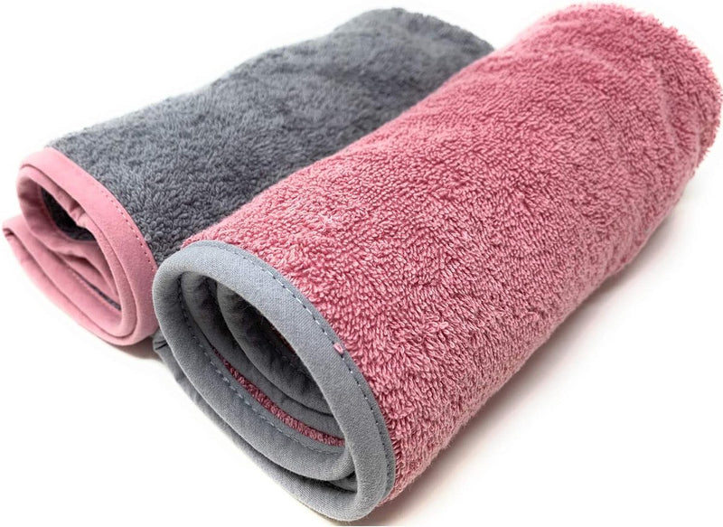 2 stuks badstof tulband haartulband met rubber voor kinderen van 100% katoen, absorberend, stabiele grip, 2 x oudroze