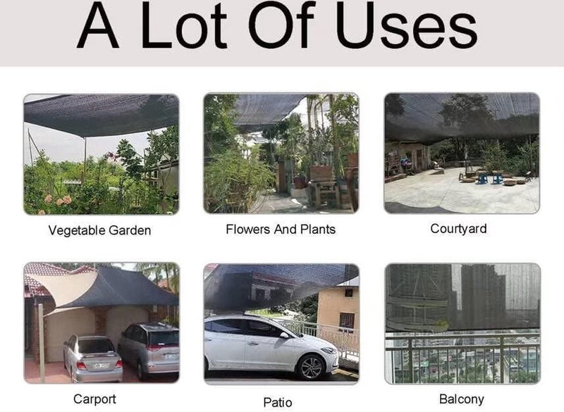 Rechthoekig zonnezeil, voor balkon, schaduwnet voor broeikas, blokkeert effectief zonlicht en uv-stralen, de lucht kan op en neer circuleren, 3 x 6 m, zwart