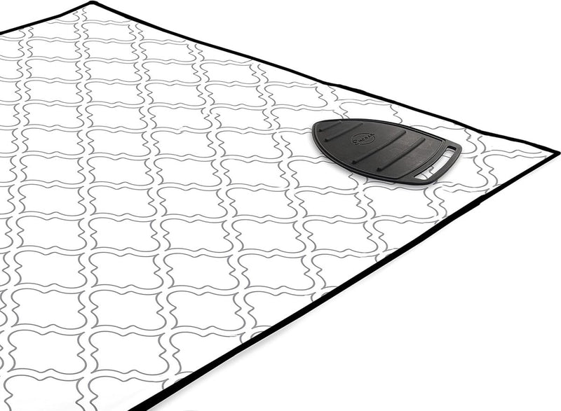 Strijkmat, groot 120 x 70 cm, met 3 mm vulling en siliconen beugel voor stoomstrijken op tafel of bed, hittebestendige tafelstrijkdeken, strijkonderlegger, witte tegels