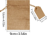 30 stuks kleine jutezakjes met trekkoord, 9 x 12 cm, herbruikbare linnen zakjes, geschenkzakjes, kleine jutezakjes voor sieraden, bruiloft, feest, Kerstmis (geelbruin)