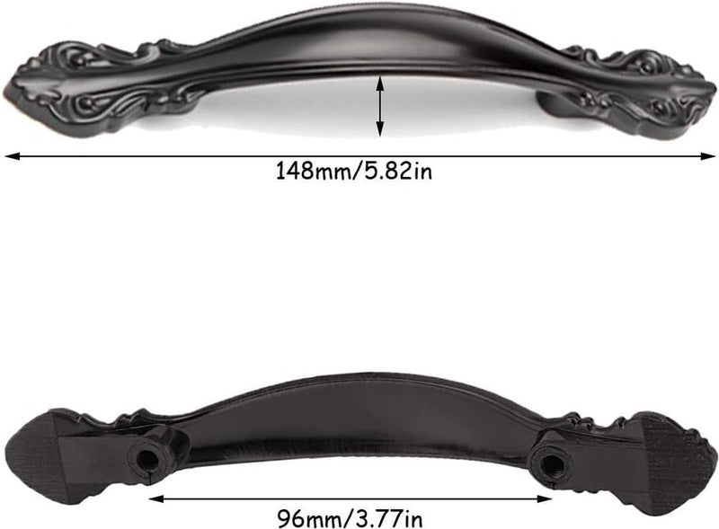 4 stuks zwarte retro deurgreep, kastgreep, zwarte booggreep, met 8 schroeven voor keukenkastdeuren, ladegrepen, deuren in verschillende stijlen (zwart)