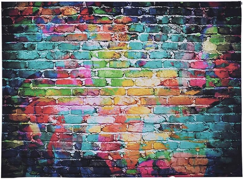 Fotoscherm 1,5 x 2,1 m / 5 x 6,9 ft fotografie achtergrond digitaal bedrukt kleurrijk doodle scribble bakstenen muur patroon voor kinderen kinderen baby pasgeborenen portret studio fotografie