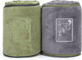 2 stuks hondenhanddoeken, microvezel, extra absorberend, handdoeken voor honden met zakken, sneldrogend, badhanddoek voor honden en katten, 90 x 50 cm, grijs en groen