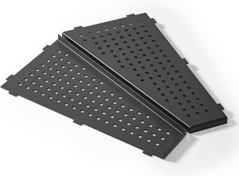 Hoekplank, doucheplank, 304 roestvrij staal, zonder boren, voor badkamer, shampoohouder, organizer, trapeziumvormig vierkant gat 305 x 155 mm, zwart, 2 stuks