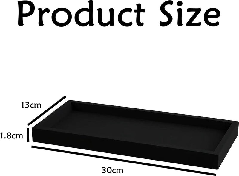 2 stuks zwarte badkamerdecoratie, dienblad zwart, badkamer dienblad, geschikt voor badkamerwerkblad, wastafel, toiletten (zwart)