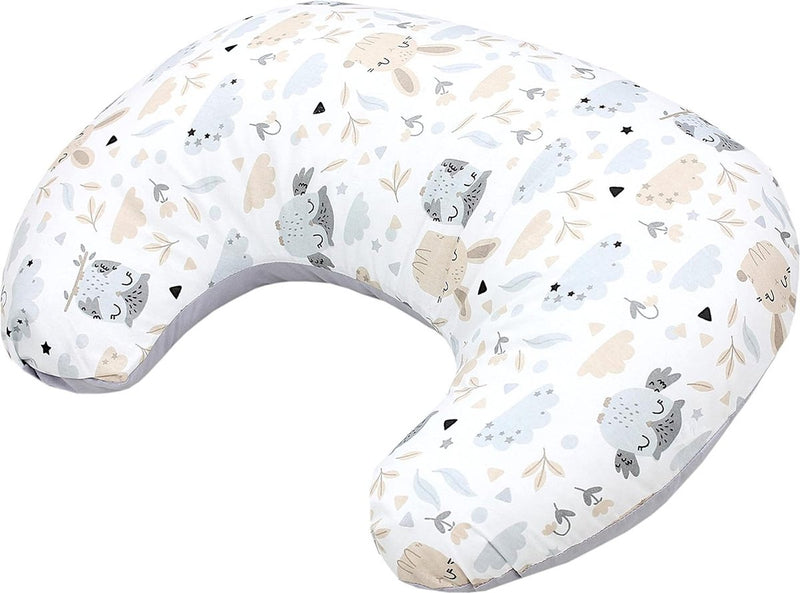 Baby voedingskussen klein met katoenen overtrek, kleur: haas/uil