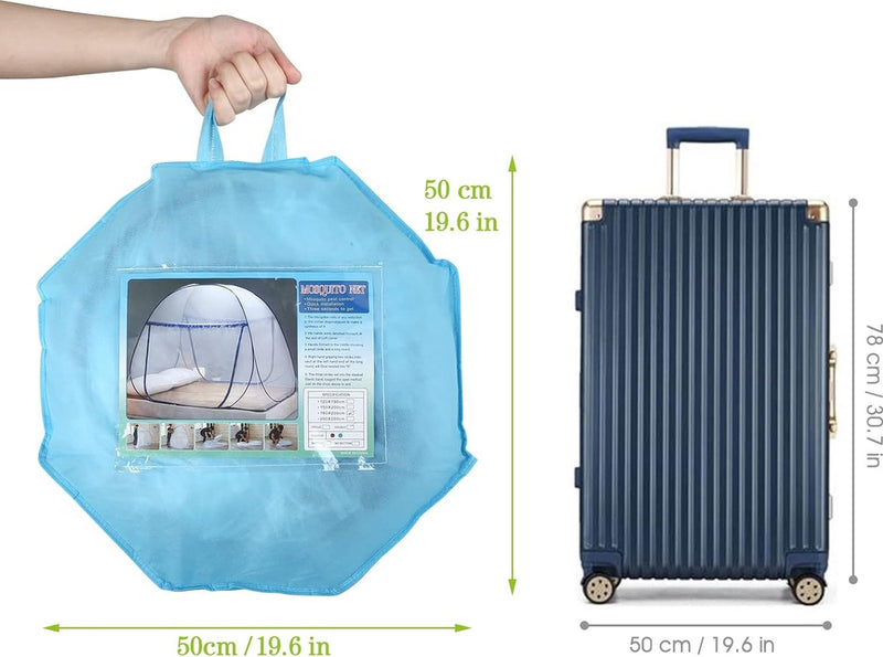 Muggennet, pop-up muggentent, opvouwbaar, fijnmazig muggennet, voor op reis en thuis, 200 x 180 cm