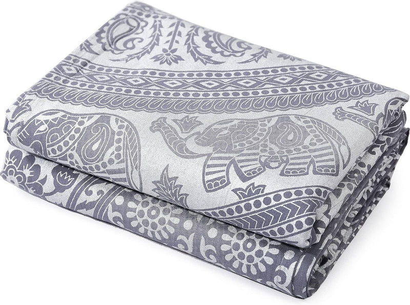Indian Hippie Gordijn Boheemse Stijl Olifant Mandala Grijs Zilver