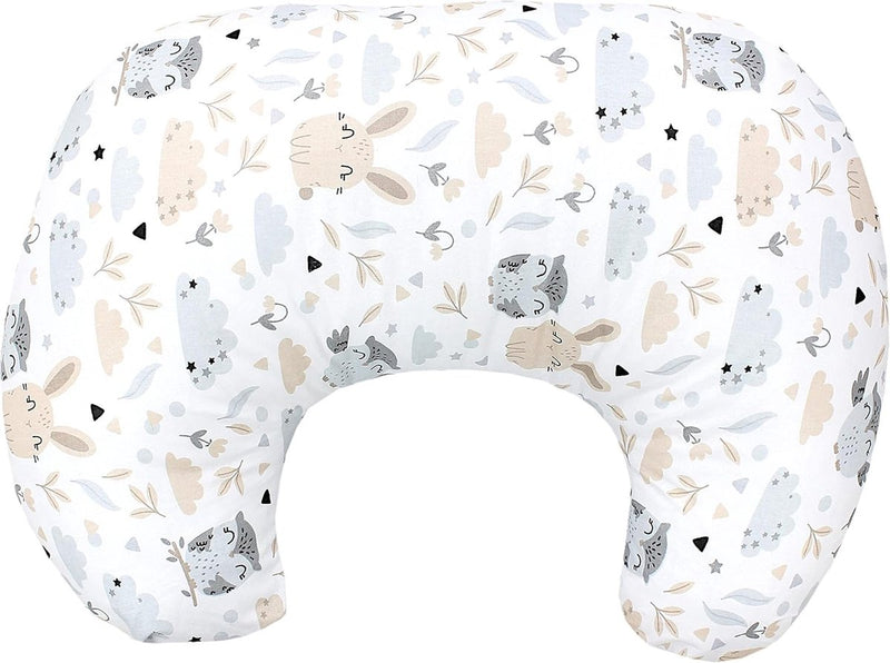 Baby voedingskussen klein met katoenen overtrek, kleur: haas/uil