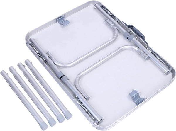 Opvouwbare kampeertafel, draagbare kleine aluminium picknicktafel, in hoogte verstelbare buitenkampeertafel, MDF, lichtgewicht, waterdicht en roestbestendig bureau