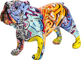 Kleurrijke Franse Bulldog Standbeeld Creatieve Graffiti Kleurrijke Kunst Bulldog Hars Ambachtelijke Dierensculptuur Puppy Figuur Moderne Home Decor Woonkamer Bureau Decoratie (A)