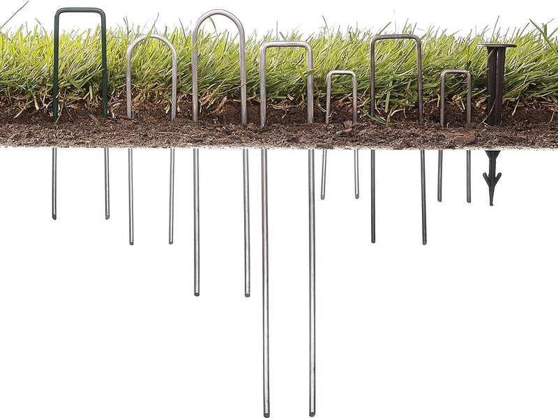 300 grondankers 100 mm lang, 13 mm breed, diameter 2,9 mm, montageankers grondankers voor de tuin van niet-gegalvaniseerd staal, haringen voor het bevestigen van onkruidbestrijdingsdoek, kunst