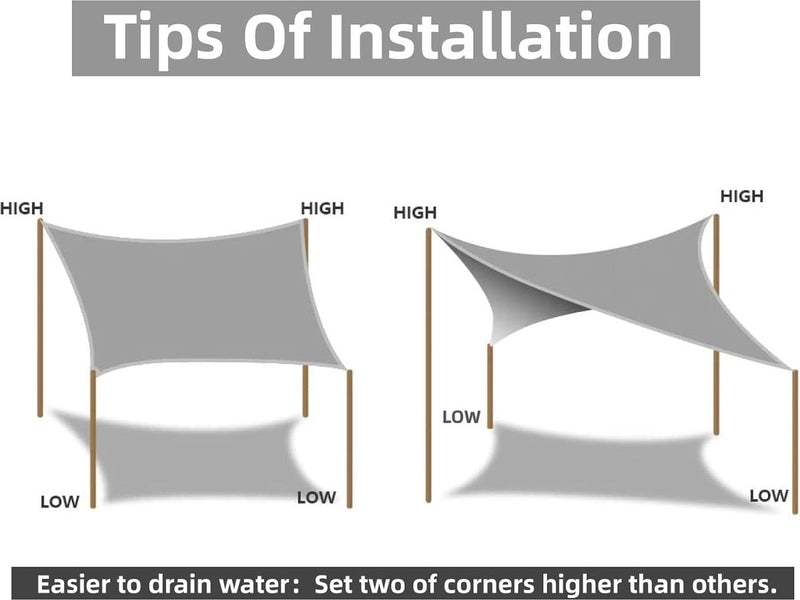 Zonnezeil, waterdicht, zonwering, Oxford-weefsel, uv-bescherming, voor balkon, terras, tuin, camping, outdoor (grijs-3 x 3 m)