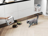 Kattenvoer bewaarpot, met deksel en lepel, kattenvoercontainer, droogvoercontainer, voorraadpot-wit