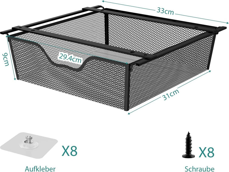 Opbergplank onder de tafel, organizer voor bureau, lade onder de toonbank, verborgen lade onder de toonbank, verborgen lade, zelfklevende organizer