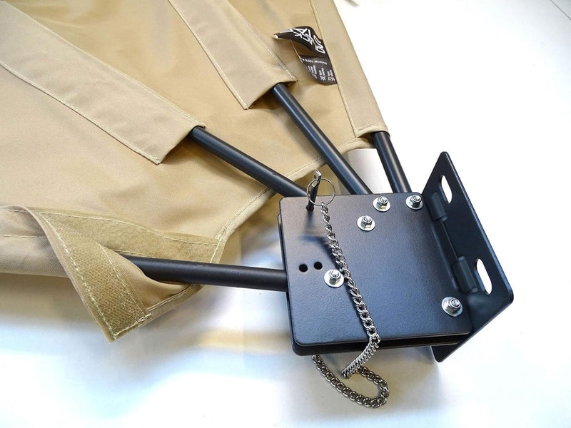 Inkijkbescherming waaiers 140x140cm beige Easy Mount met beschermhoes en extra wandplaat balkon scheidingswand windscherm zonwering