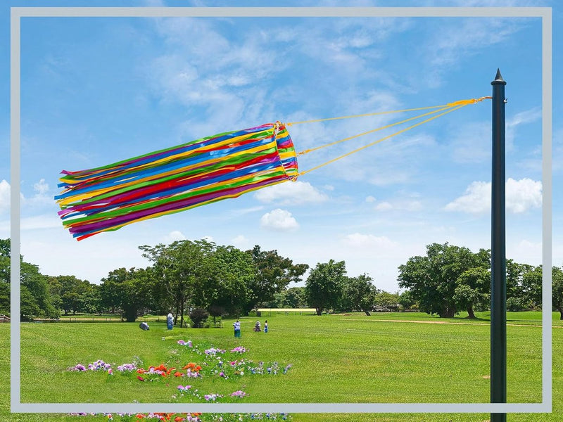 Premium windspel voor buiten, 110 cm lange windzak van glanzend satijn, weerbestendig en kleurrijk, kleurrijke windvaan voor kinderen en volwassenen