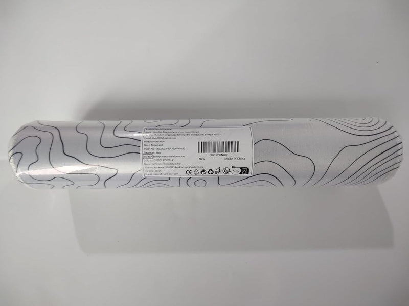 Muismat voor gaming, XXL, wit, minimalistische topografische kaarten, bureauonderlegger, muismat met rubberen antislip, verbeterde precisie en snelheid, muismat voor kantoor, thuis, 800 x 350 mm