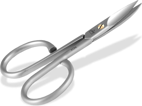 Nagelschaar met enkelzijdige microvertanding, voetnagelschaar, roestvrij staal, manicure, pedicureschaar met grote vingergaten, nagelknipper met gebogen snijvlak, voor voetverzorging en nagelverzorging