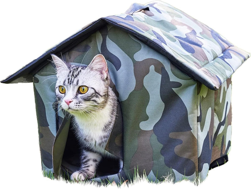 Kattenhuis voor buiten Winterbestendig, opvouwbaar, waterdicht en warm Kattengrothuis met verwijderbaar kussen voor zwerfdieren