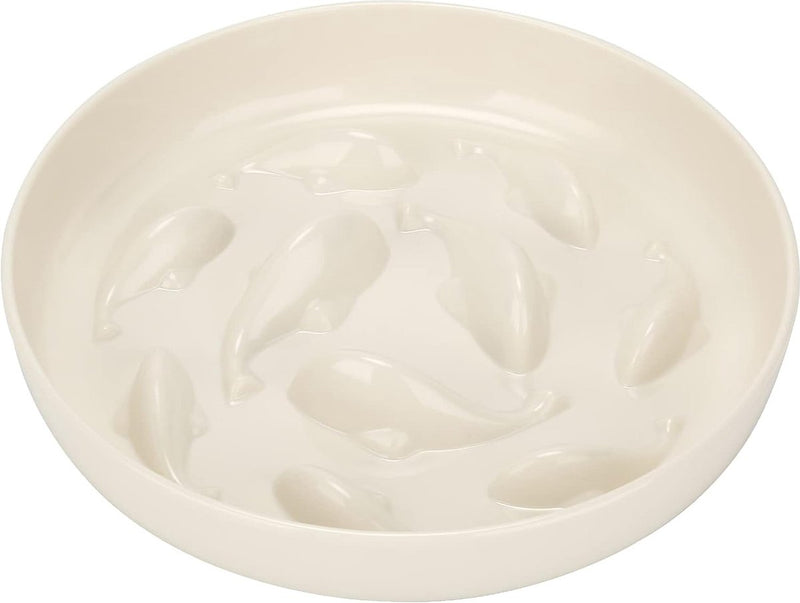 Anti-schrokbak voor katten en kleine honden, antislip, langzaam eten hond met hoge rand tegen uitvallen (16 x 16 cm, wit)