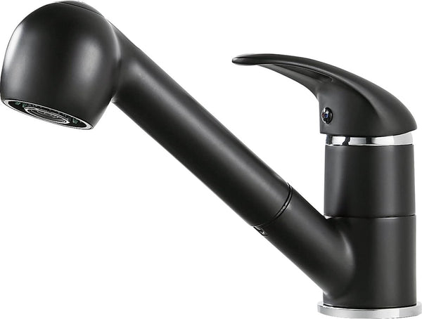 Keukenkraan, uittrekbaar, zwart, 360 graden draaibare waterkraan keuken, armatuur keuken met 2 wateruitlaatmodi, eengreepsmengkraan wastafelarmatuur