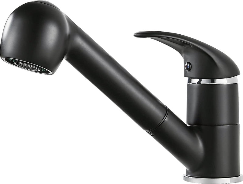 Keukenkraan, uittrekbaar, zwart, 360 graden draaibare waterkraan keuken, armatuur keuken met 2 wateruitlaatmodi, eengreepsmengkraan wastafelarmatuur