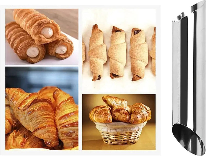 Cannoli-bakvormen, cannoli-buizen, 12,5 cm grote roestvrijstalen kanoli-vormen, anti-aanbaklaag, voor croissant-schelpcrème, vorm met reinigingsborstel