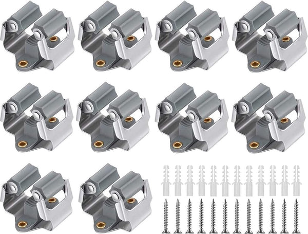 10 stuks mophouder, wandmontage bezemhouder, gereedschapshouder deal voor dweilbezemorganisatie, bezemhouder, muurhouder voor het opbergen van tuingereedschap, bezemhouder muur (grijs)
