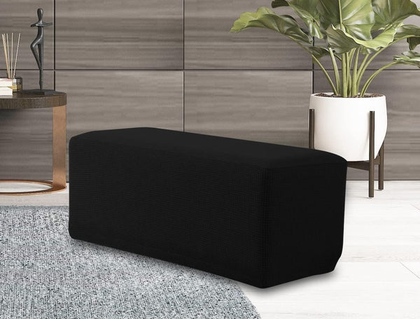 krukhoes, jacquard hoes, bekleding voor poef, voetenbank (zwart)