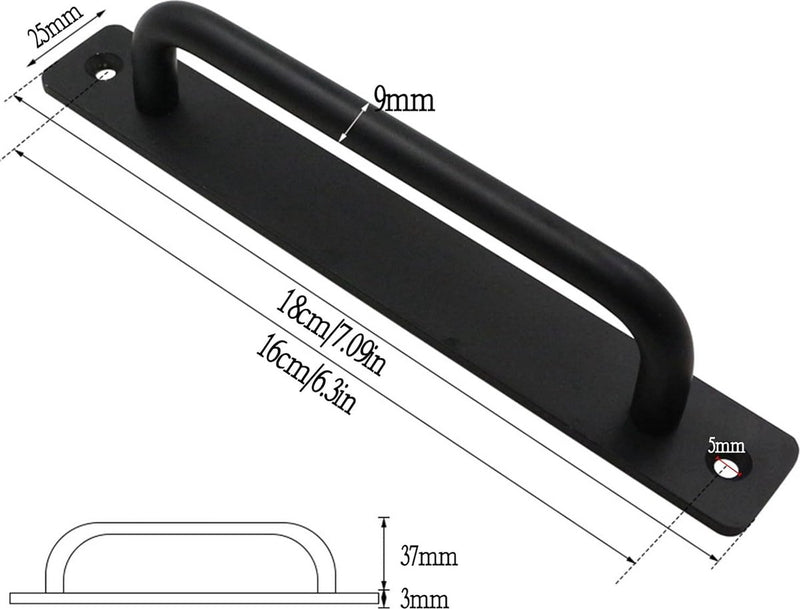 Staldeurgreep 4 stuks 18 cm schuurdeurgrepen schuifdeurgrepen schuifdeurgreep schuifdeurgrepen zwart met schroeven voor kast keukenmeubilair slaapkamer