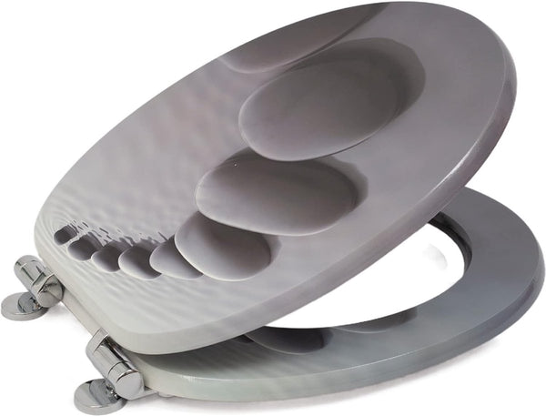 Toiletbril met softclose-mechanisme, houten toiletdeksel, stevige kwaliteit, gemakkelijk schoon te maken