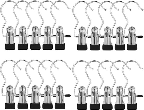 20 stuks roestvrij stalen washaken, antislip, kledinghangers, clip, wasknijpers, metalen knijpers, 360 graden draaibaar, voor broeken, mutsen en handdoeken